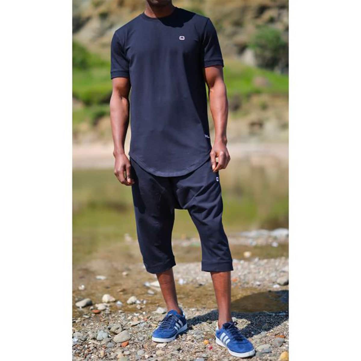 Conjunto Nautik (saroual curto e T-shirt) - Azul marinho - Marca Qaba'il