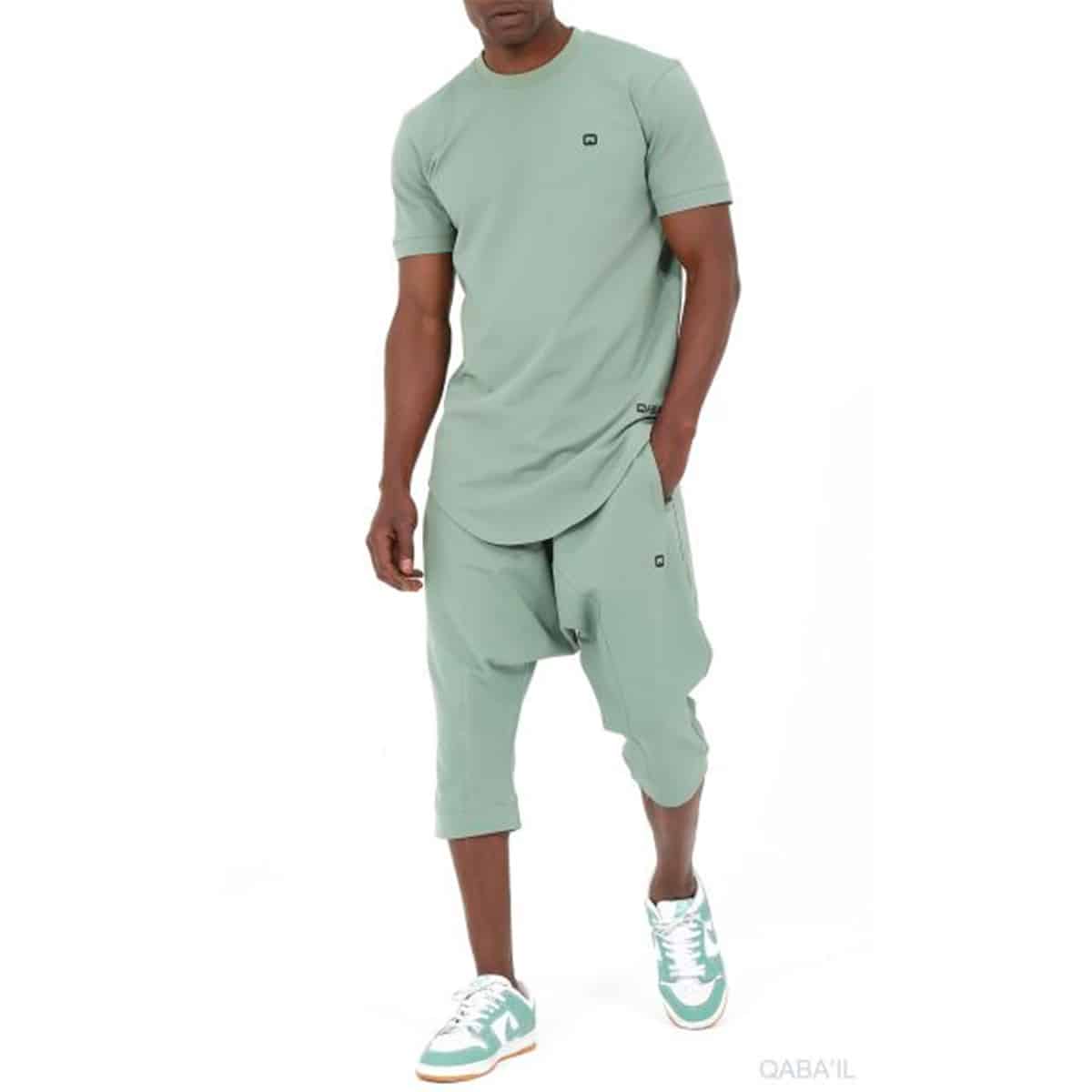 Conjunto Nautik (pantacourt Saroual e T-shirt) - Verde claro - Marca: Qaba'il face