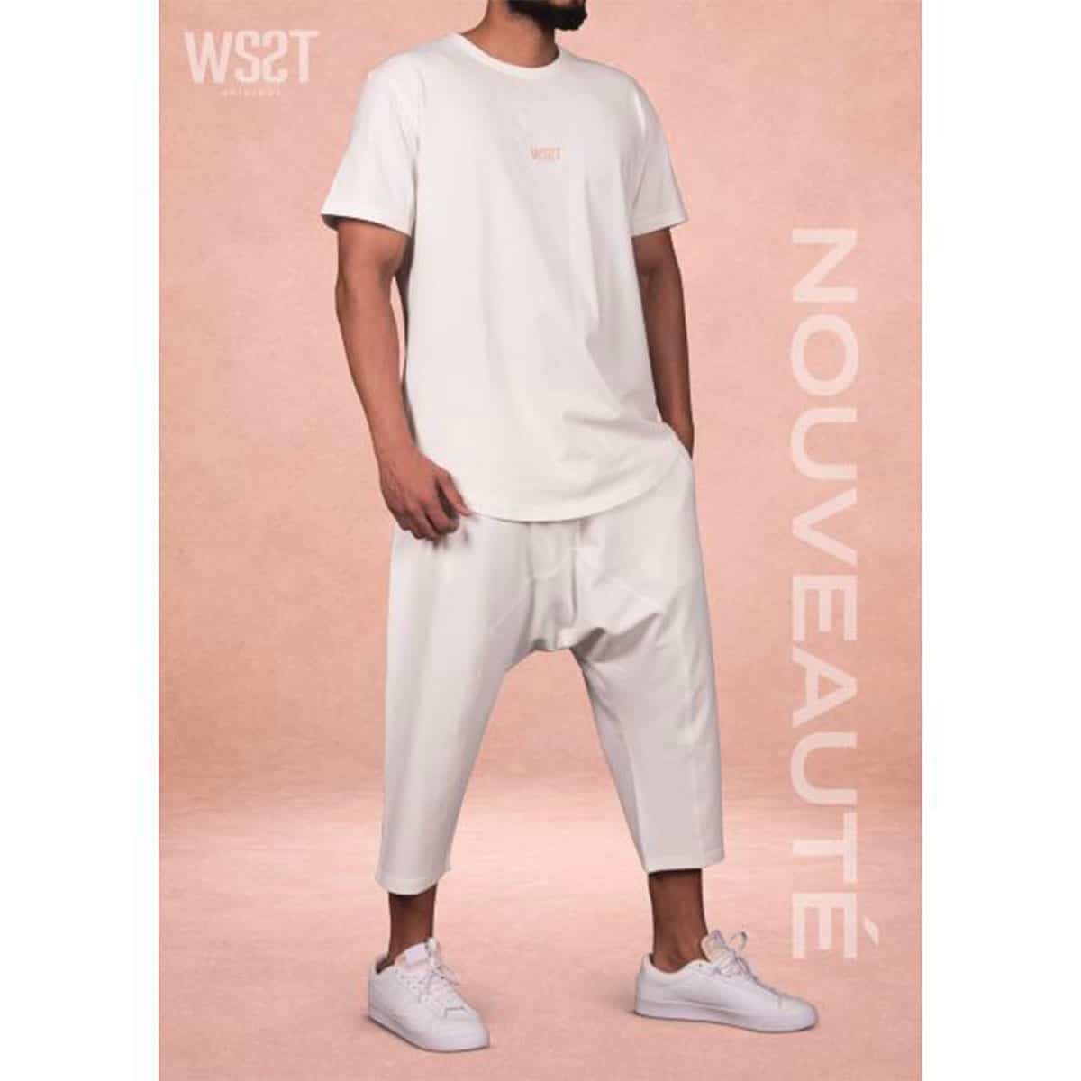 Combiset (Aladdin short en oversized T-shirt) - Ecru - Merk Wassat