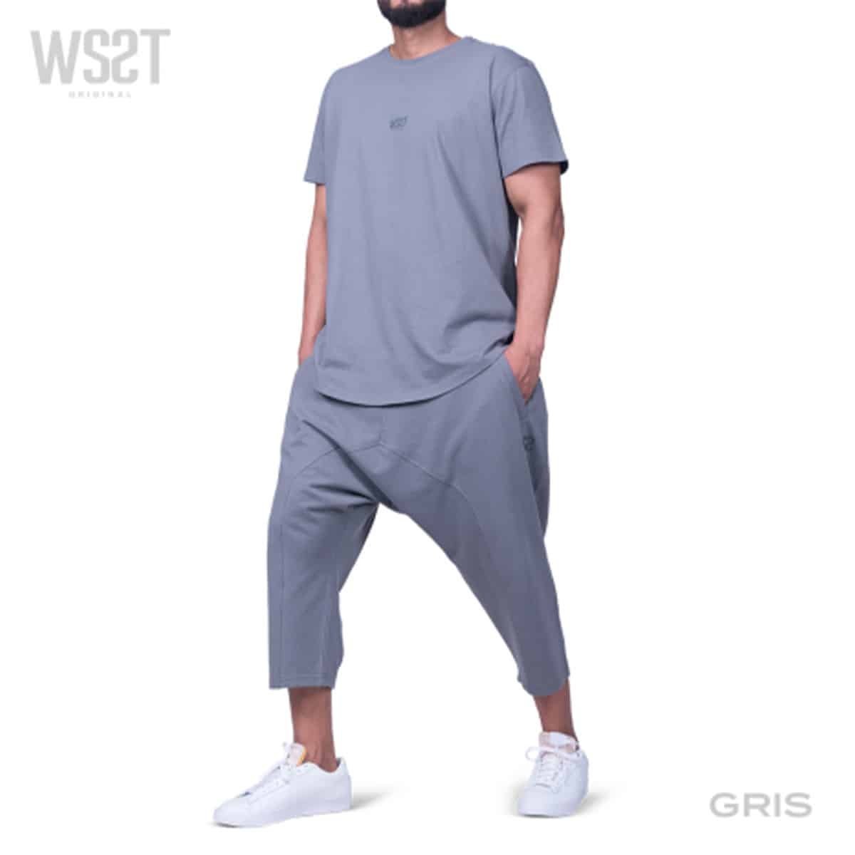 Combo set (Aladdin short en oversized T-shirt) - Houtskool grijs - Merk Wassat