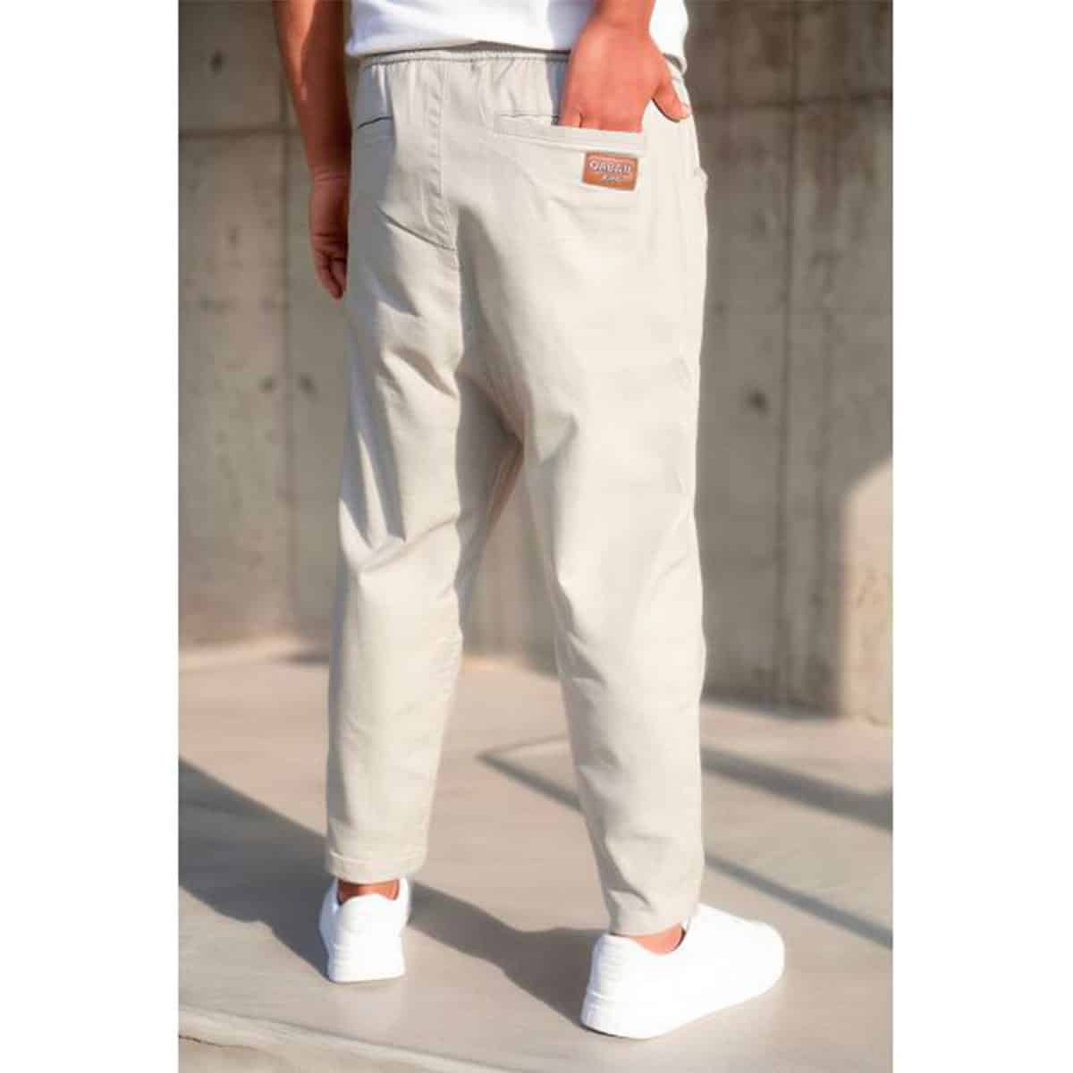 Saroual de denim stretch - Beige - Marca Qaba'il dos