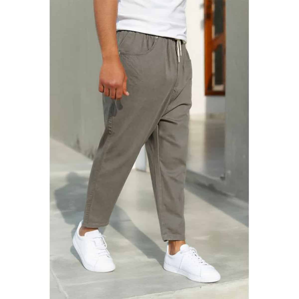 Saroual de denim stretch - Gris marengo - Marca Qaba'il