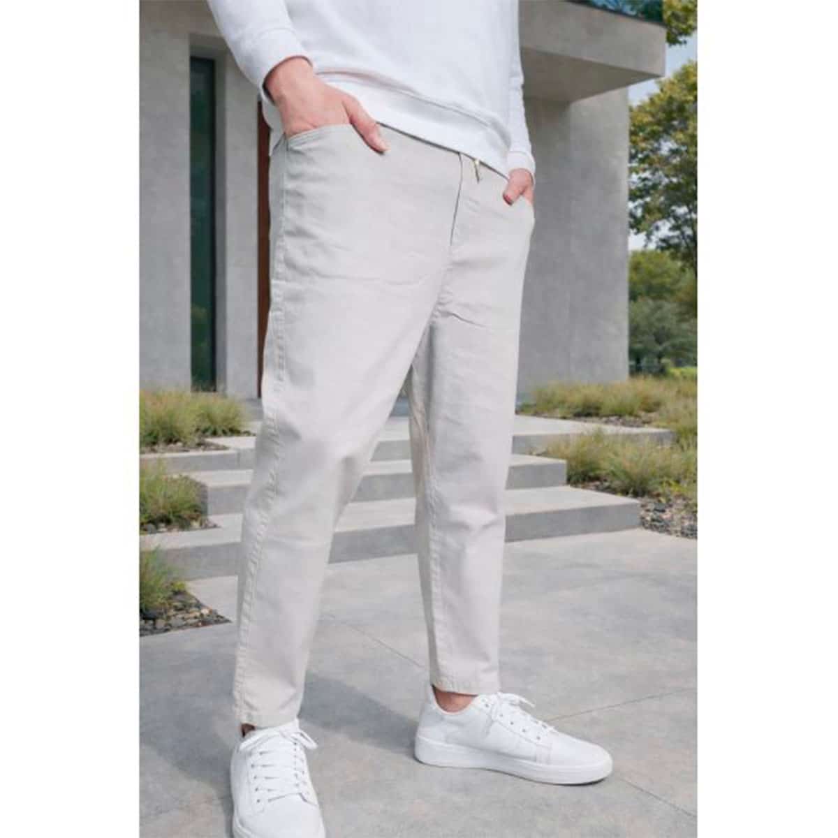 Saroual de denim stretch - Gris claro - Marca Qaba'il