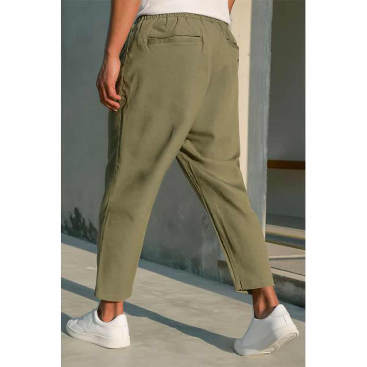Saroual de denim stretch - Caqui - Marca Qaba'il dos