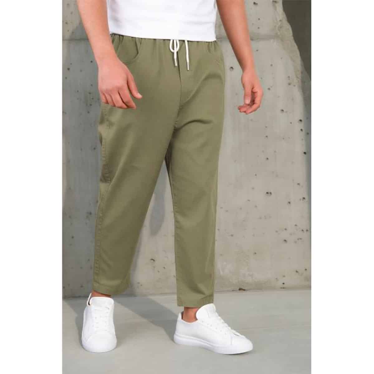 Saroual de denim stretch - Caqui - Marca Qaba'il