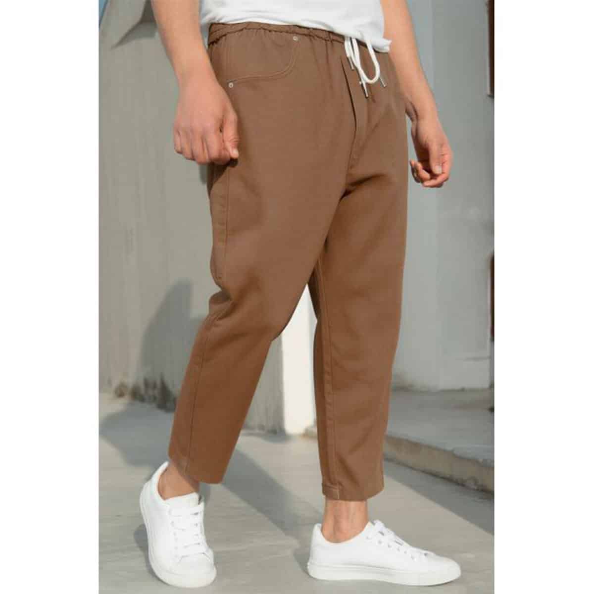 Saroual de denim stretch - Marrón - Marca Qaba'il
