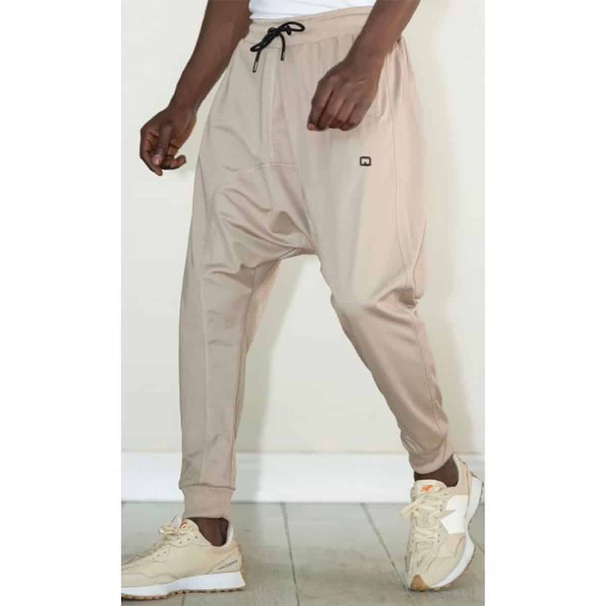 Leichte lange Jogginghose - Beige - Marke Qaba'il profil