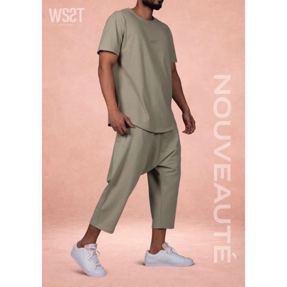 Ensemble Combo (Short sarouel et T-shirt oversize) – Kaki – Marque Wassat