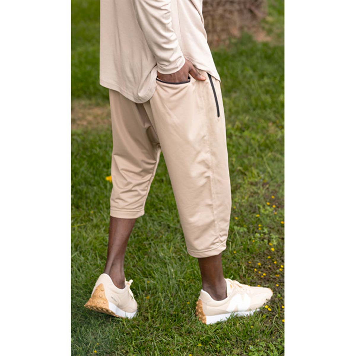 Sarouel pantacourt d'été léger beige - Marque Qaba'il dos