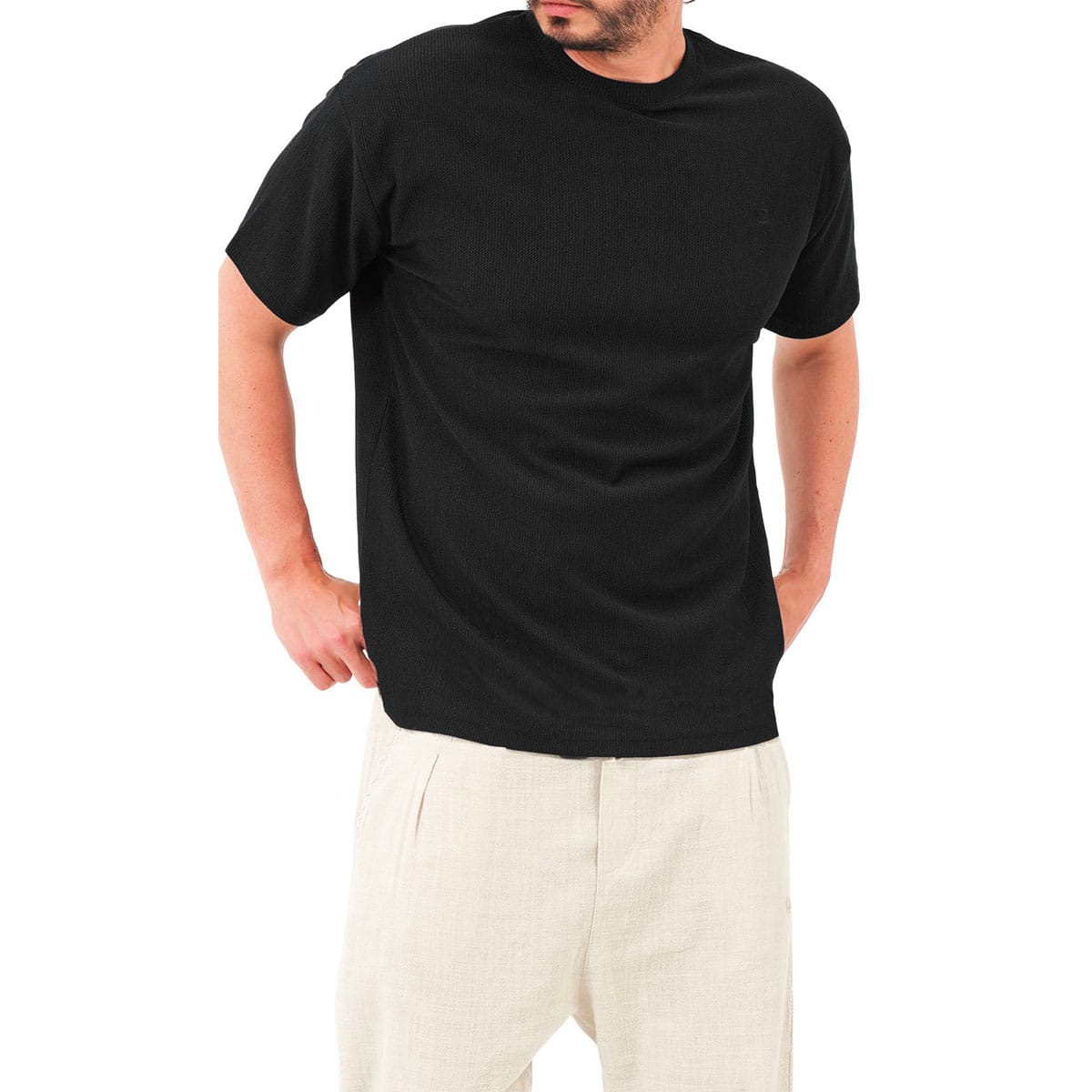 T-shirt oversize en jersey noir - Marque Qaba'il face