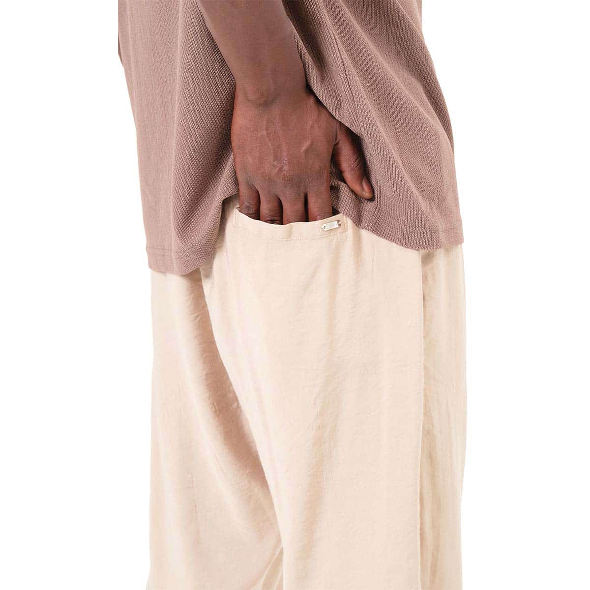 Pantacourt classik tencel beige - Tissu fluide et léger - Marque Qaba'il dos