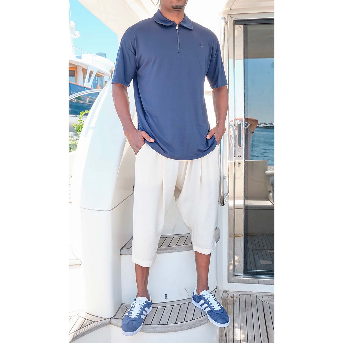 Pantacourt classik tencel écru - Tissu fluide et léger - Marque Qaba'il