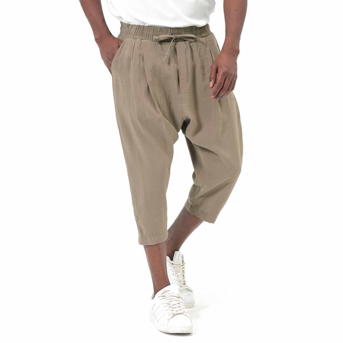 Pantacourt classik tencel kaki - Tissu fluide et léger - Marque Qaba'il