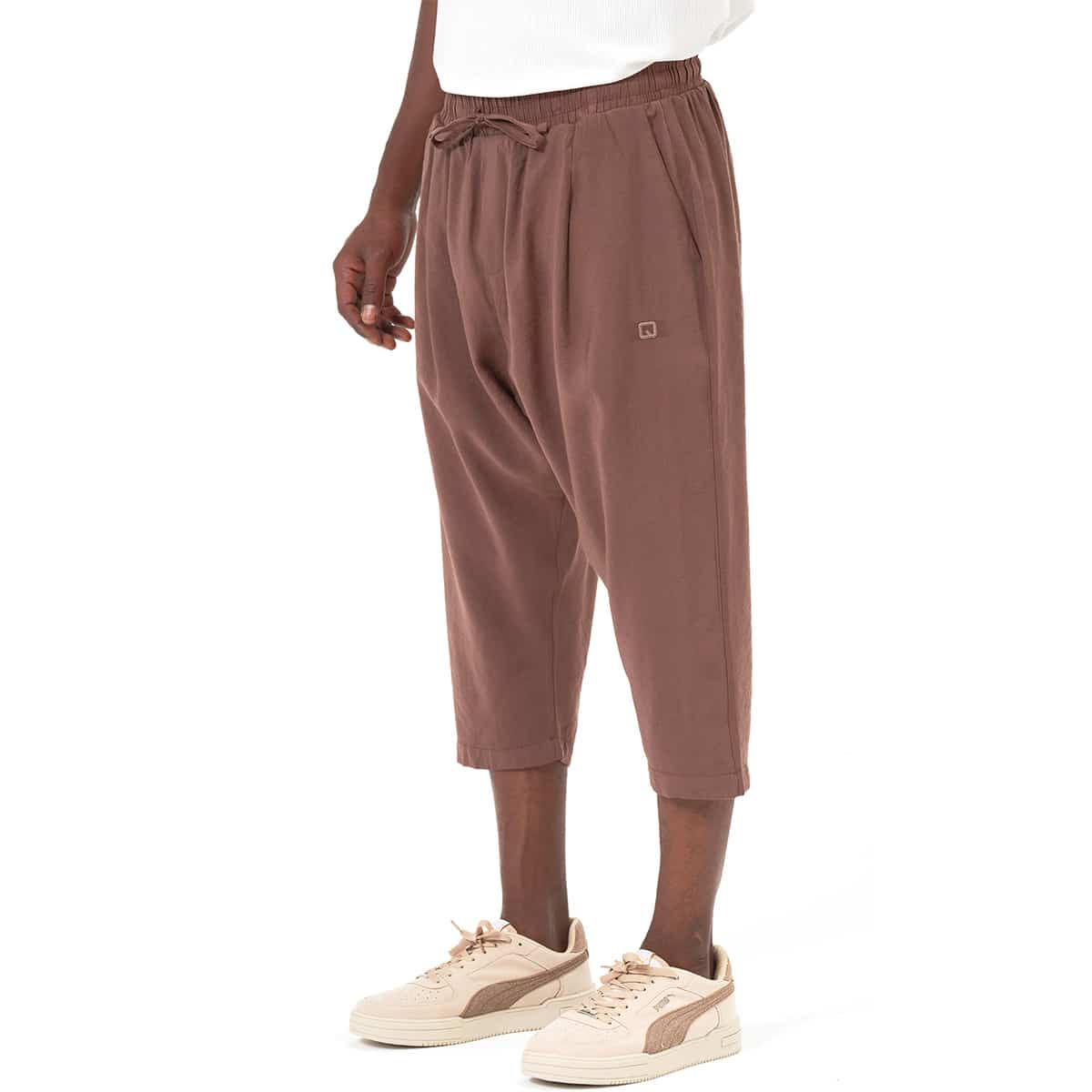 Pantacourt classik tencel marron - Tissu fluide et léger - Marque Qaba'il