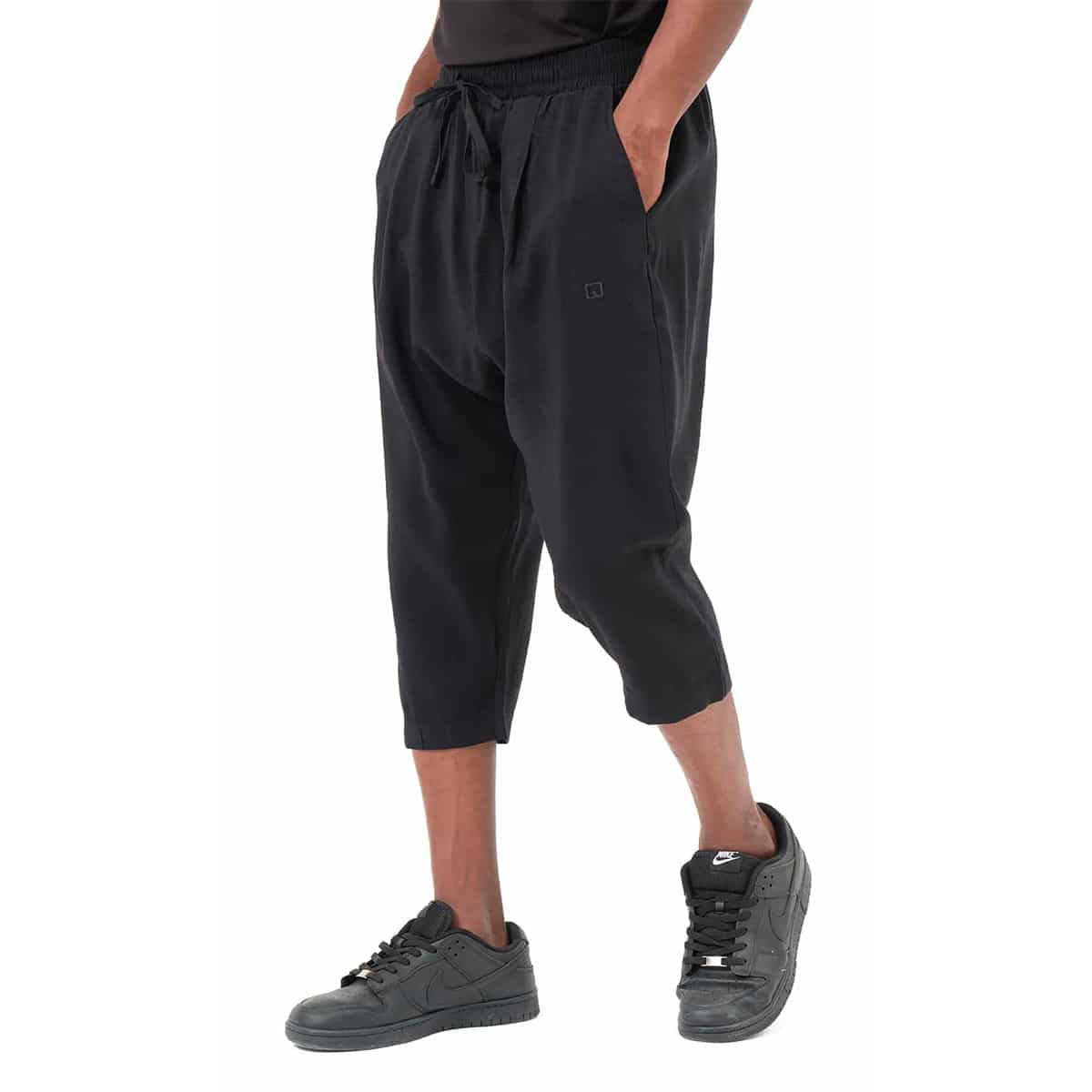 Pantacourt classik tencel noir - Tissu fluide et léger - Marque Qaba'il