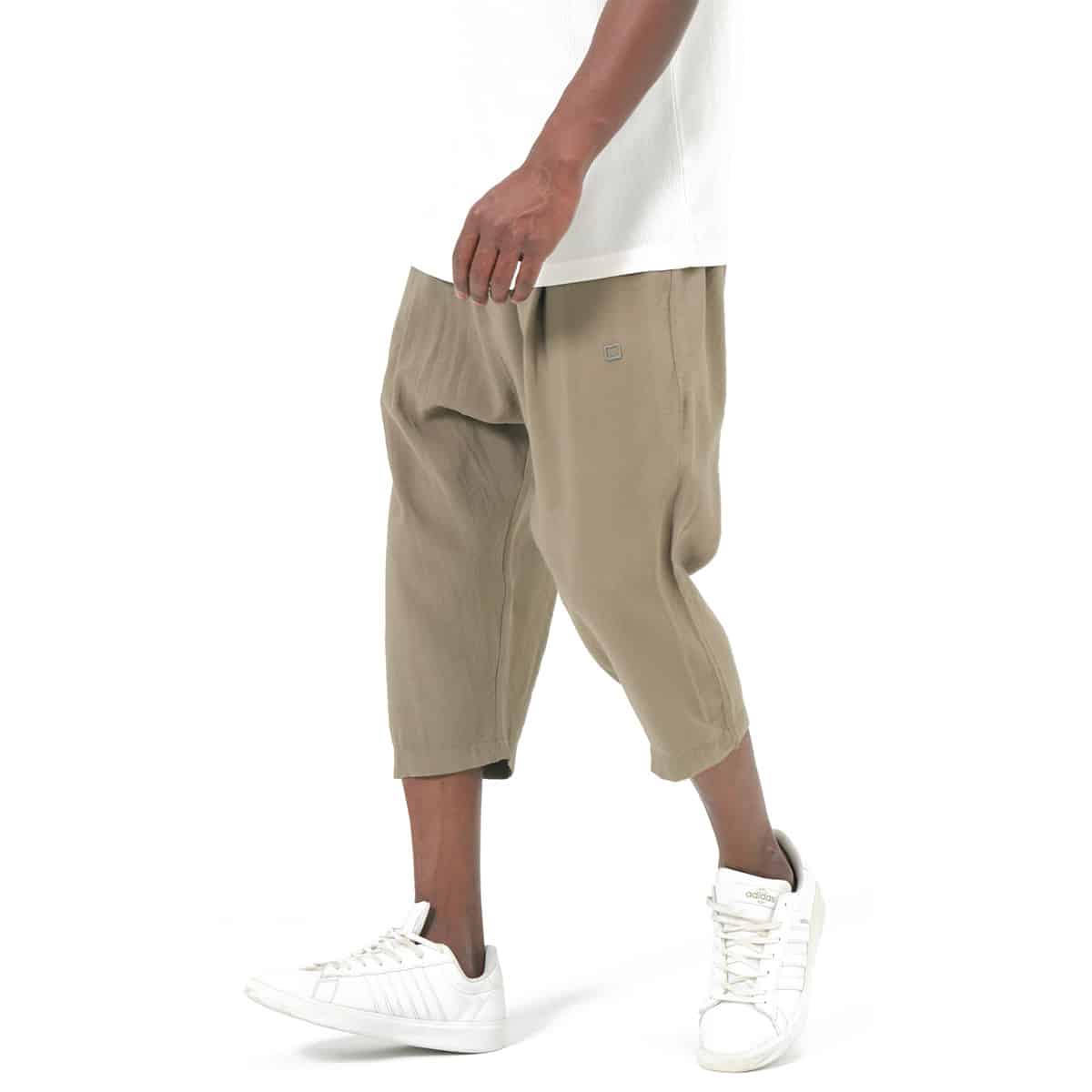 Pantacourt classik tencel kaki - Tissu fluide et léger - Marque Qaba'il profil